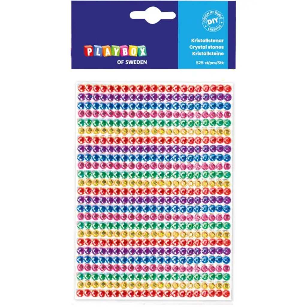 PlayBox: Selbstklebende bunte Strasssteine 525 Stück 5mm