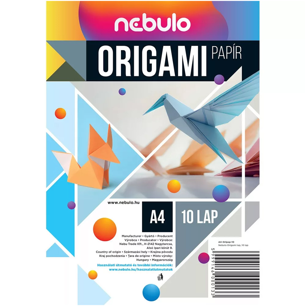 Nebulo: Origami-Blätter im A4-Format, 10 Stück, 80g