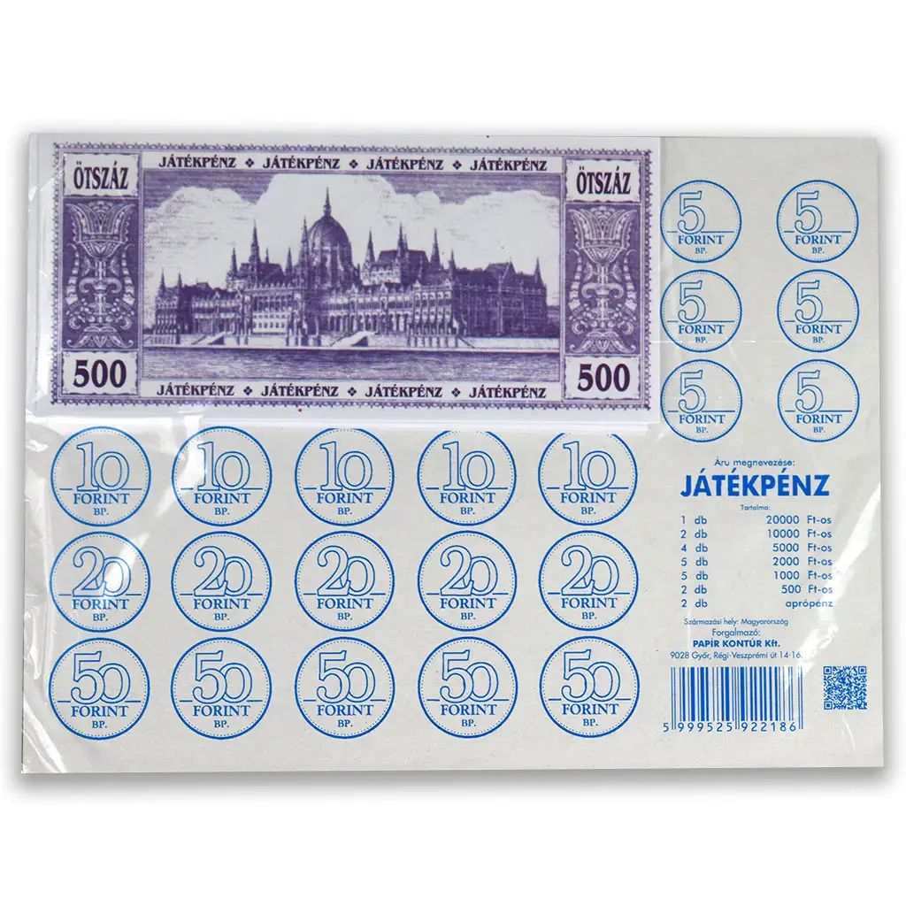 Spielgeldpaket mit Papier- und ausschneidbaren Münzen