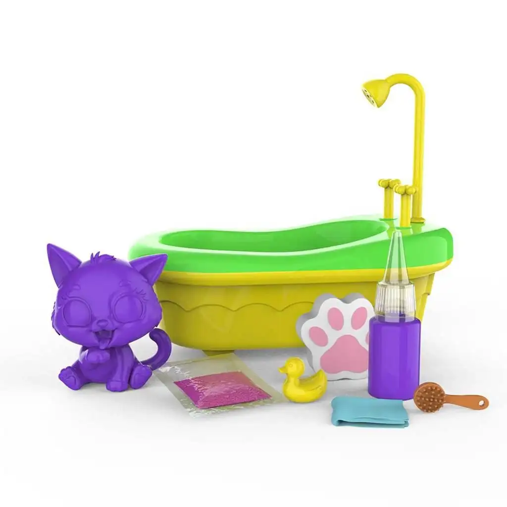 Washy Friends: Farbwechsel-Badekatzen mit Wanne und Zubehör - Pinki kép 2