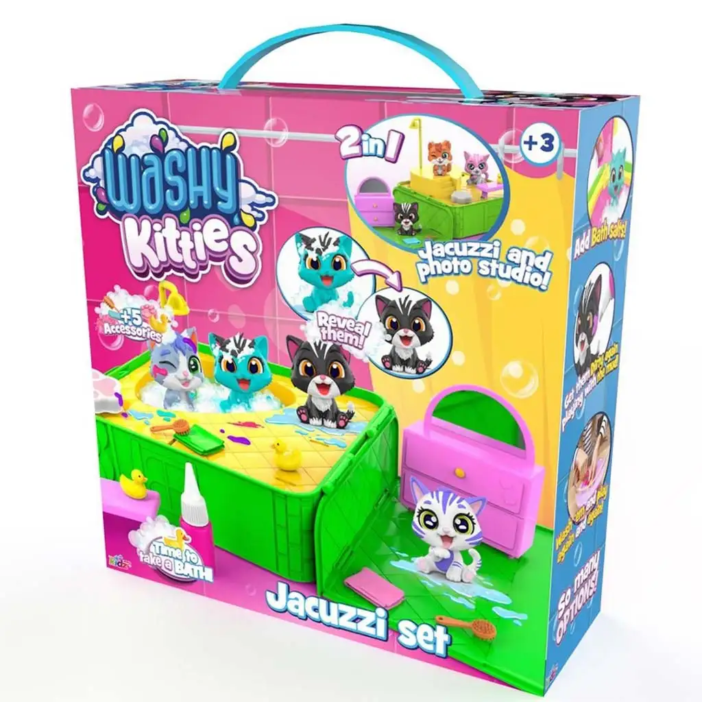 Washy Friends: Farbwechsel-Badekätzchen mit Jacuzzi und Zubehör