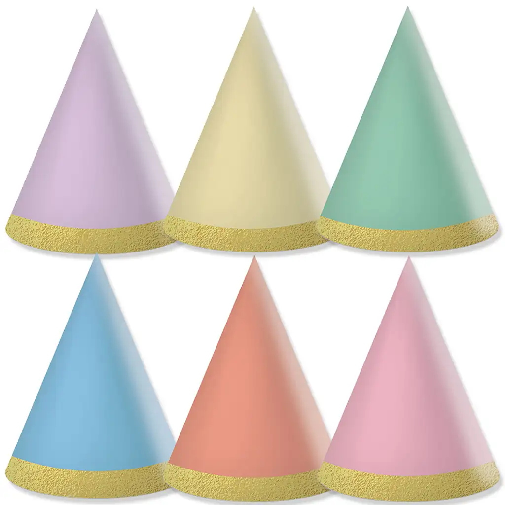 Pastellfarbene Mini-Partyhüte 6er-Set