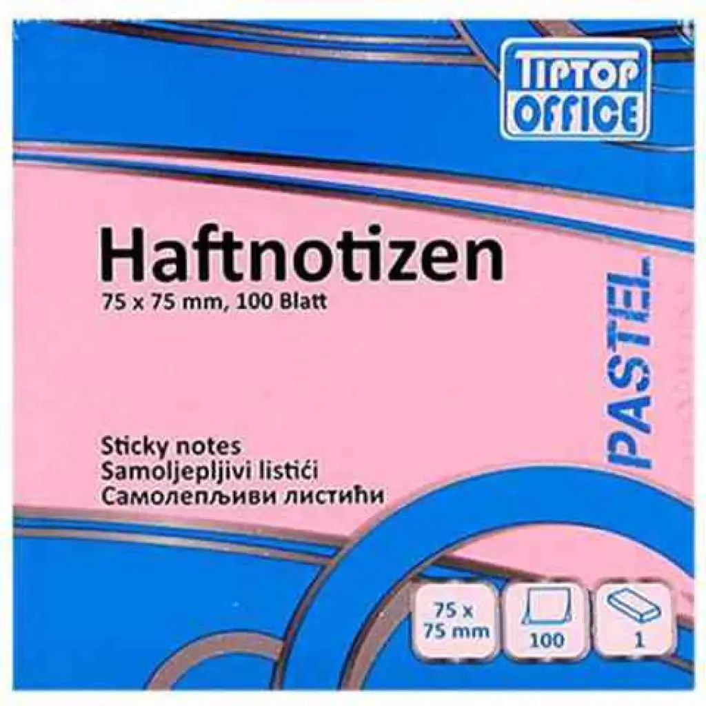 Spirit: Pastellrosa selbstklebender Notizblock, 100 Blätter, 75x75mm