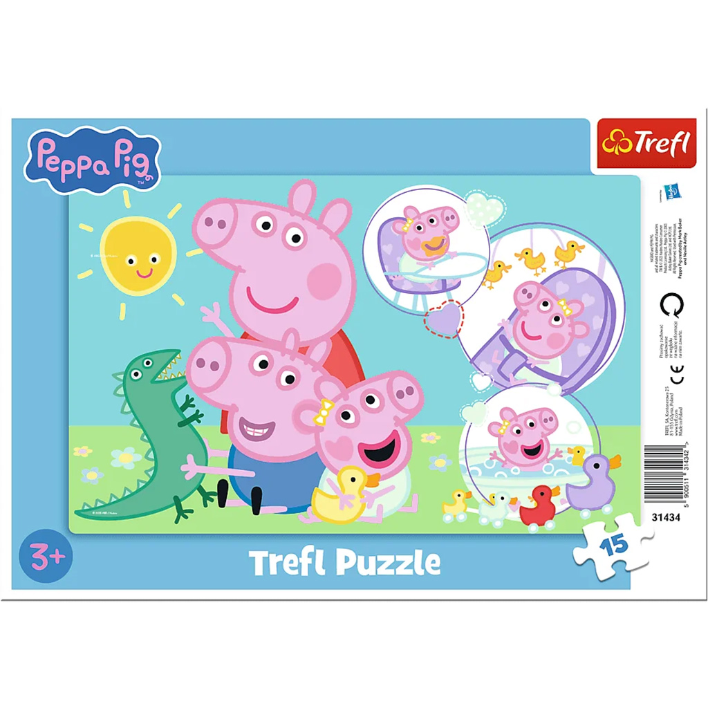 Peppa Wutz Familien-Spaß 15-teiliges Rahmenpuzzle – Trefl