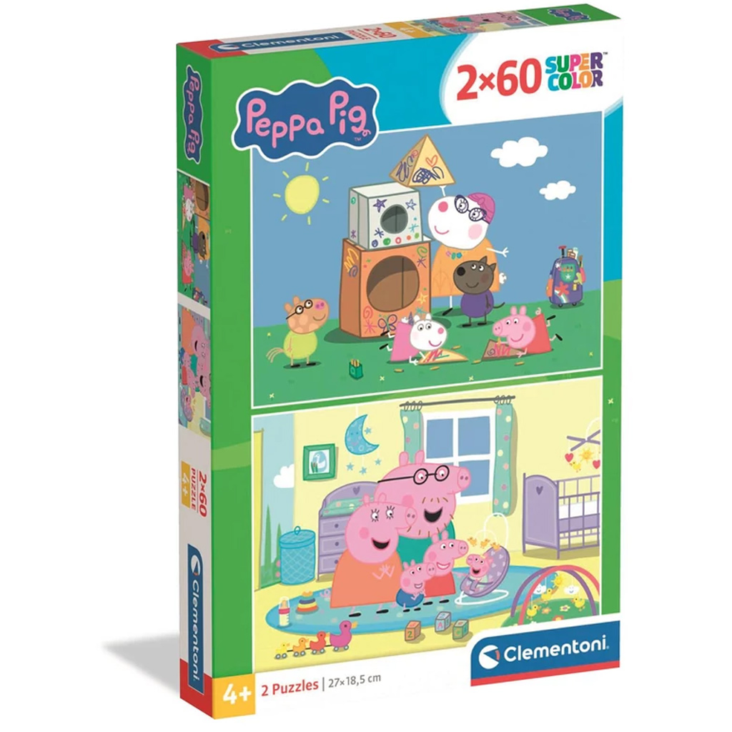 Peppa Wutz 2 x 60-teiliges Supercolor-Puzzle - Clementoni