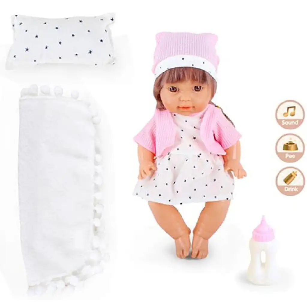 Puppenbaby mit Geräusch und Kissen 30cm kép 2