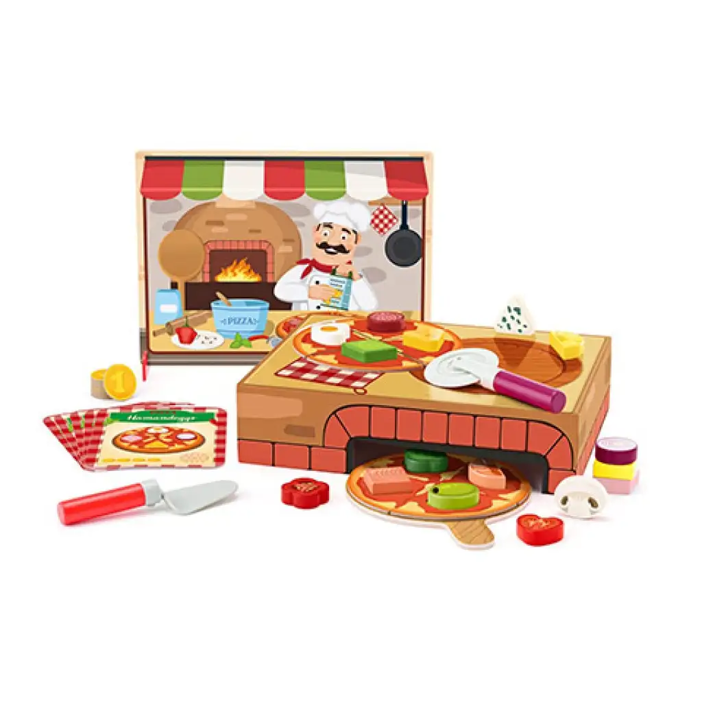 Fa pizza készítő játékszett - Woodyland kép 1