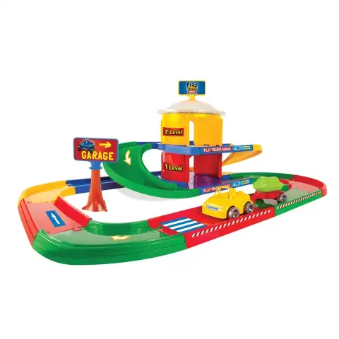Play Tracks: 2-stöckige Garage mit Anhänger und kleinem Auto - Wader kép 2