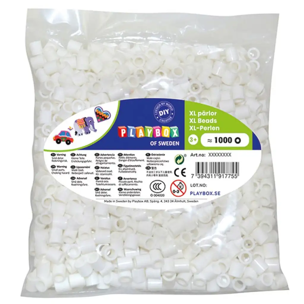PlayBox: 9mm XL MAXI bügelperlen 1000er Packung in Weiß