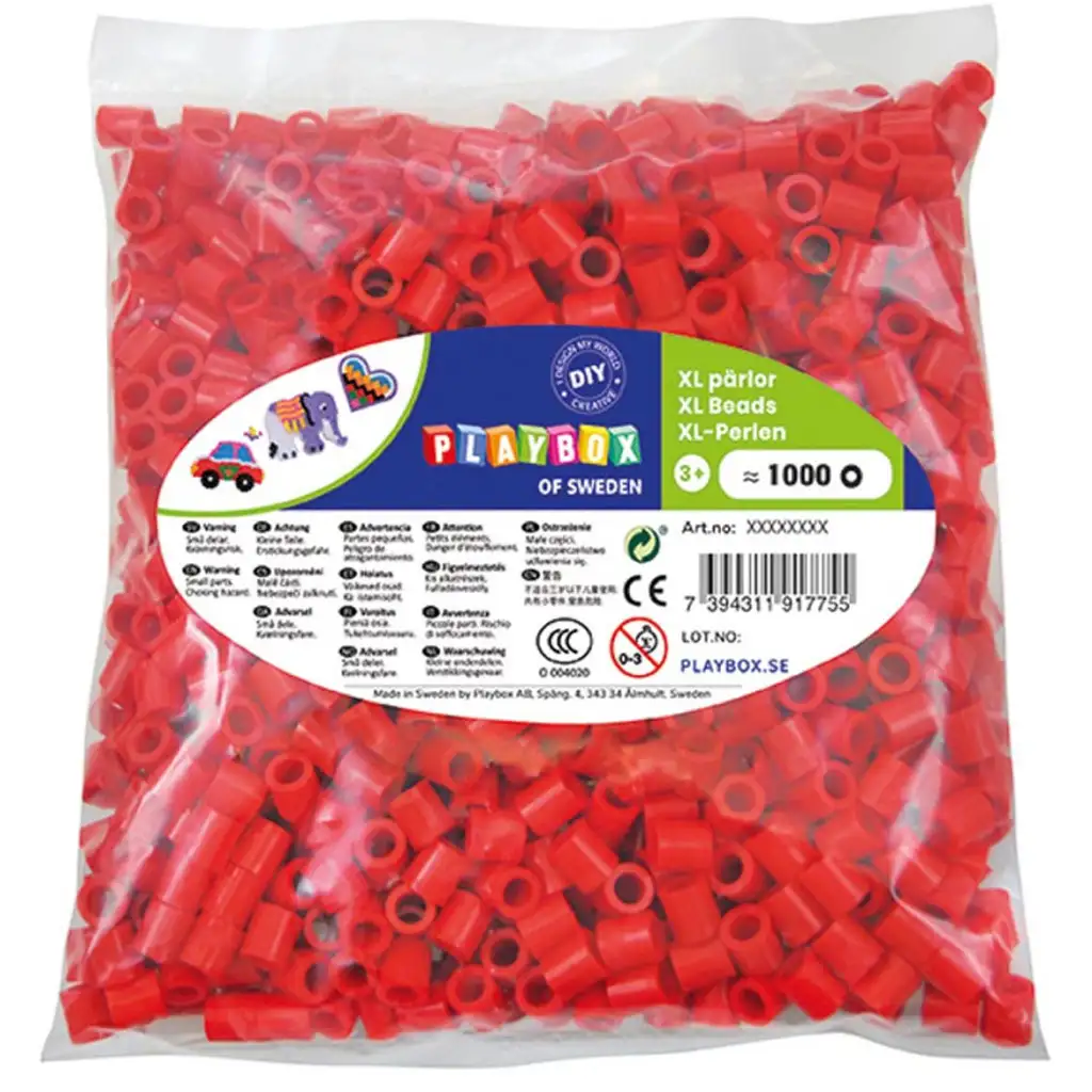 PlayBox: 9mm XL MAXI bügelperlen 1000er Packung in Rot
