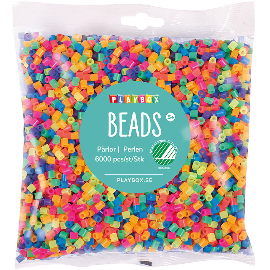 PlayBox: 5 mm MIDI-Bügelperlen in Neonfarben, Packung mit 6000 Stück