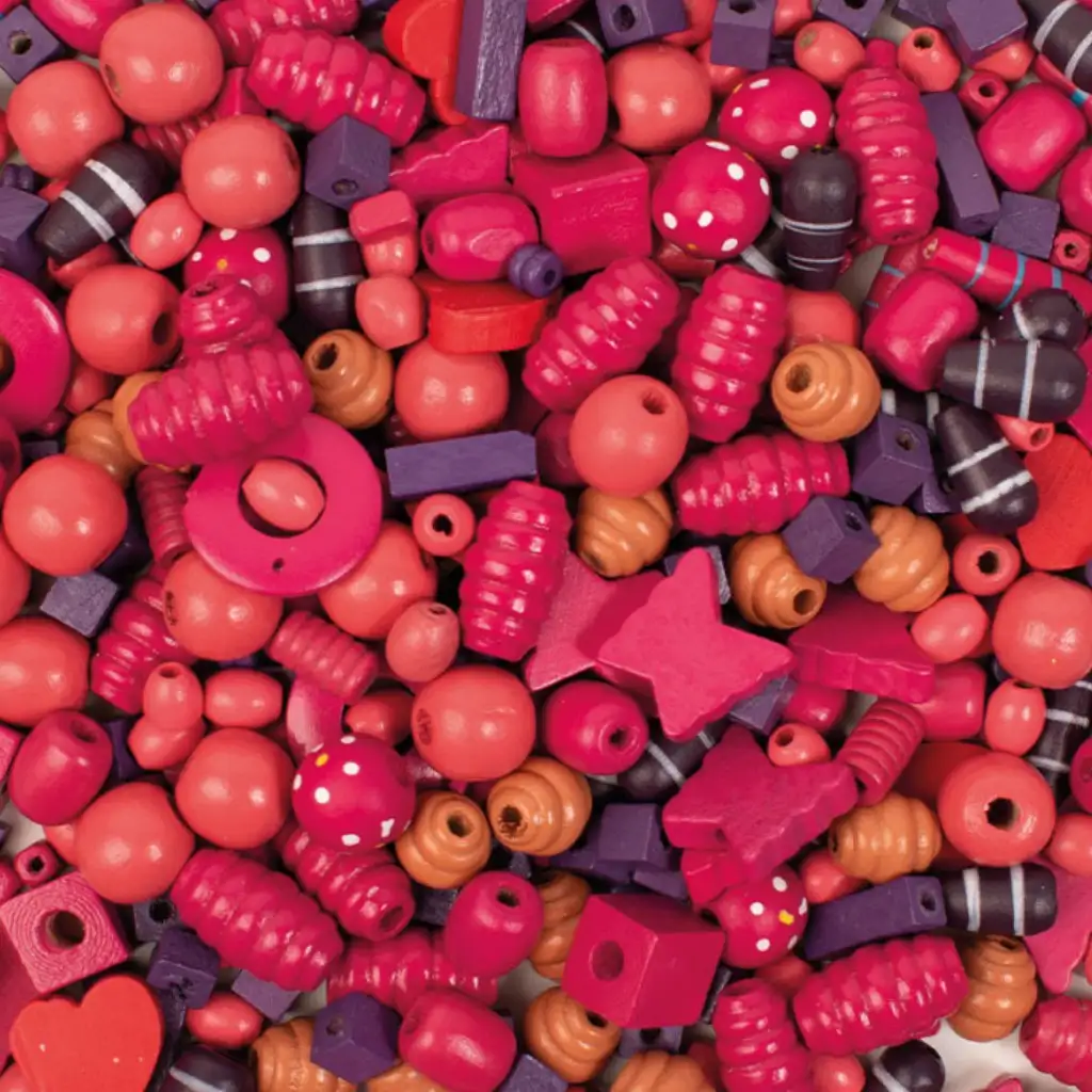PlayBox: Fa fűzhető gyöngyök pink és lila színekben vegyesen 250g-os szett kép 1