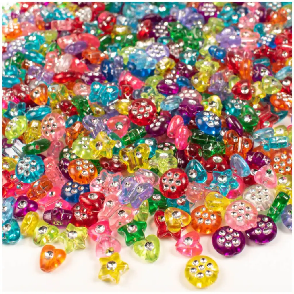 PlayBox: Diamantförmige bunte Perlen zum Auffädeln, 750 Stück kép 1