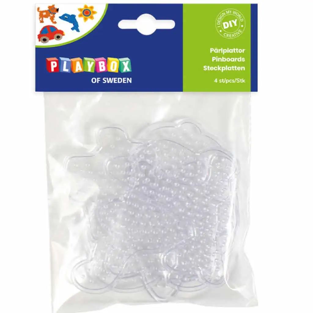 PlayBox: 5mm MIDI bügelperlen Basis - Hund, Auto, Fisch, Blume 4er-Pack