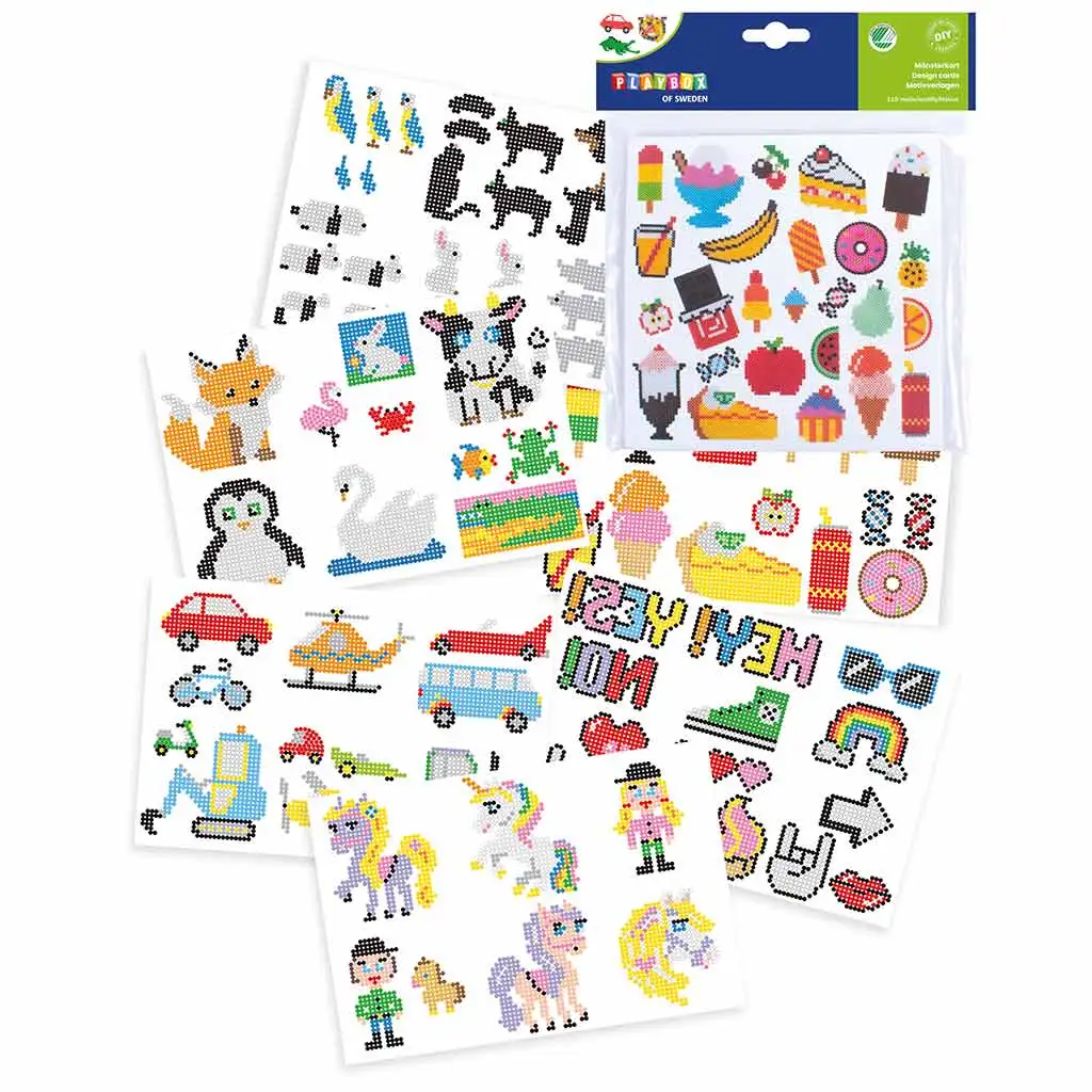 PlayBox: 5mm MIDI Bügelperlen Schablonenkarten mit 110 Motiven kép 2