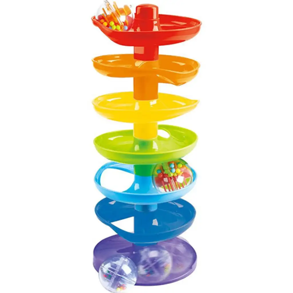 Playgo: Regenbogen Baby-Kugelbahn Turm mit drei Kugeln kép 2