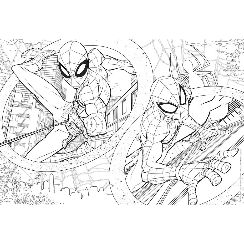Spider-Man 2-in-1 Maxi 2x60-teiliges Puzzle und Malbuch 50x35cm – Lisciani kép 3