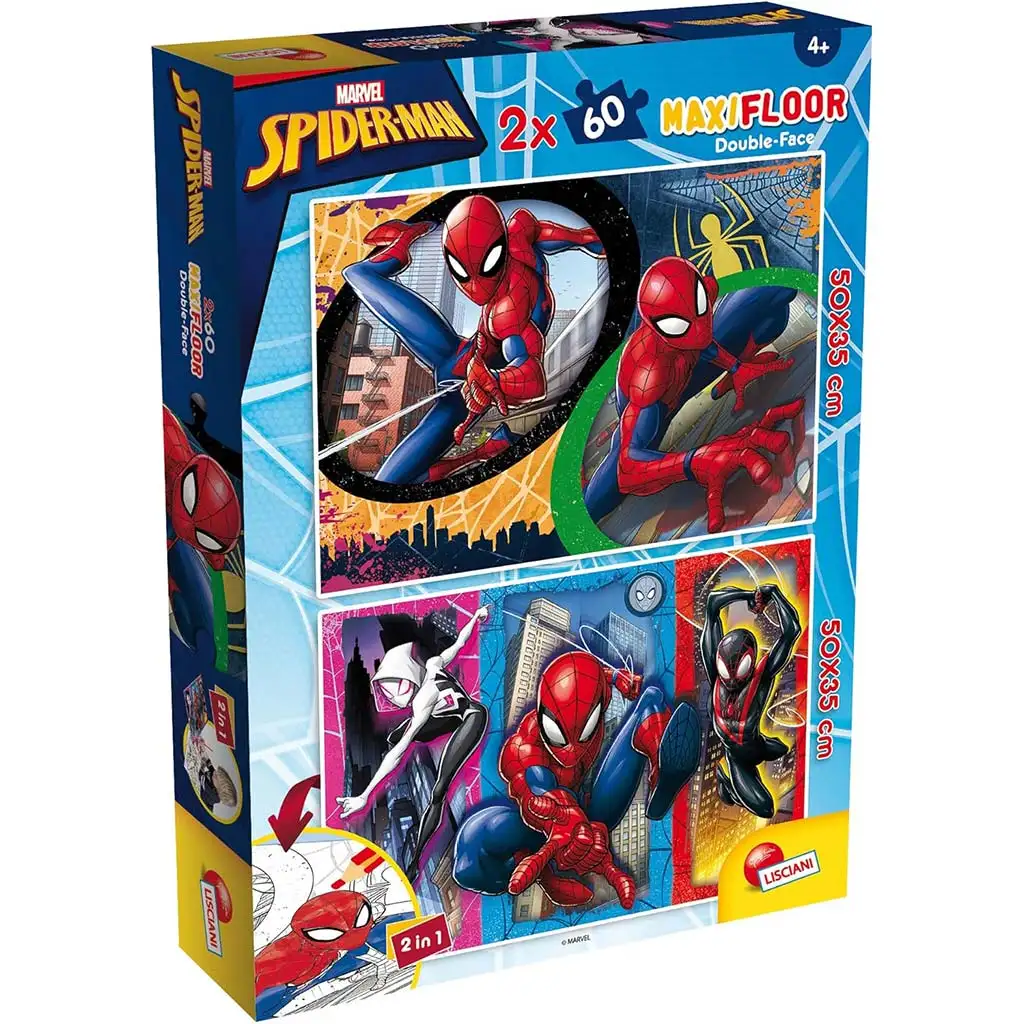 Spider-Man 2-in-1 Maxi 2x60-teiliges Puzzle und Malbuch 50x35cm – Lisciani