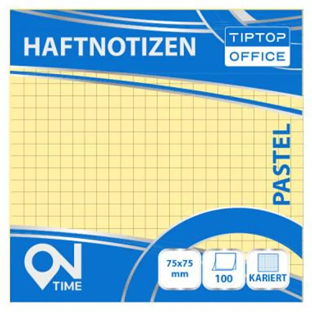 Spirit: Kariertes pastellgelbes 100-Blatt-Haftnotizblock 75x75mm