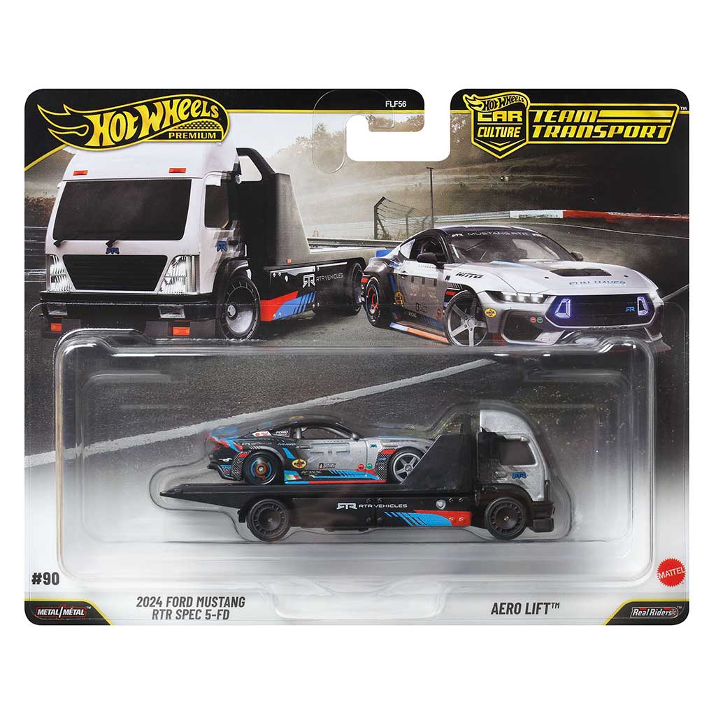Hot Wheels: Aero Lift autószállító és 2024 Ford Mustang RTR SPEC 5-FD kisautó 1/64 - Mattel kép 1