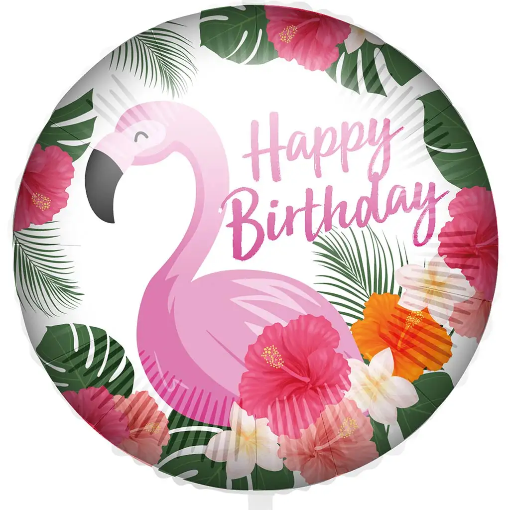 Herzlichen Glückwunsch zum Geburtstag Folienballon – Flamingo-Design 46cm