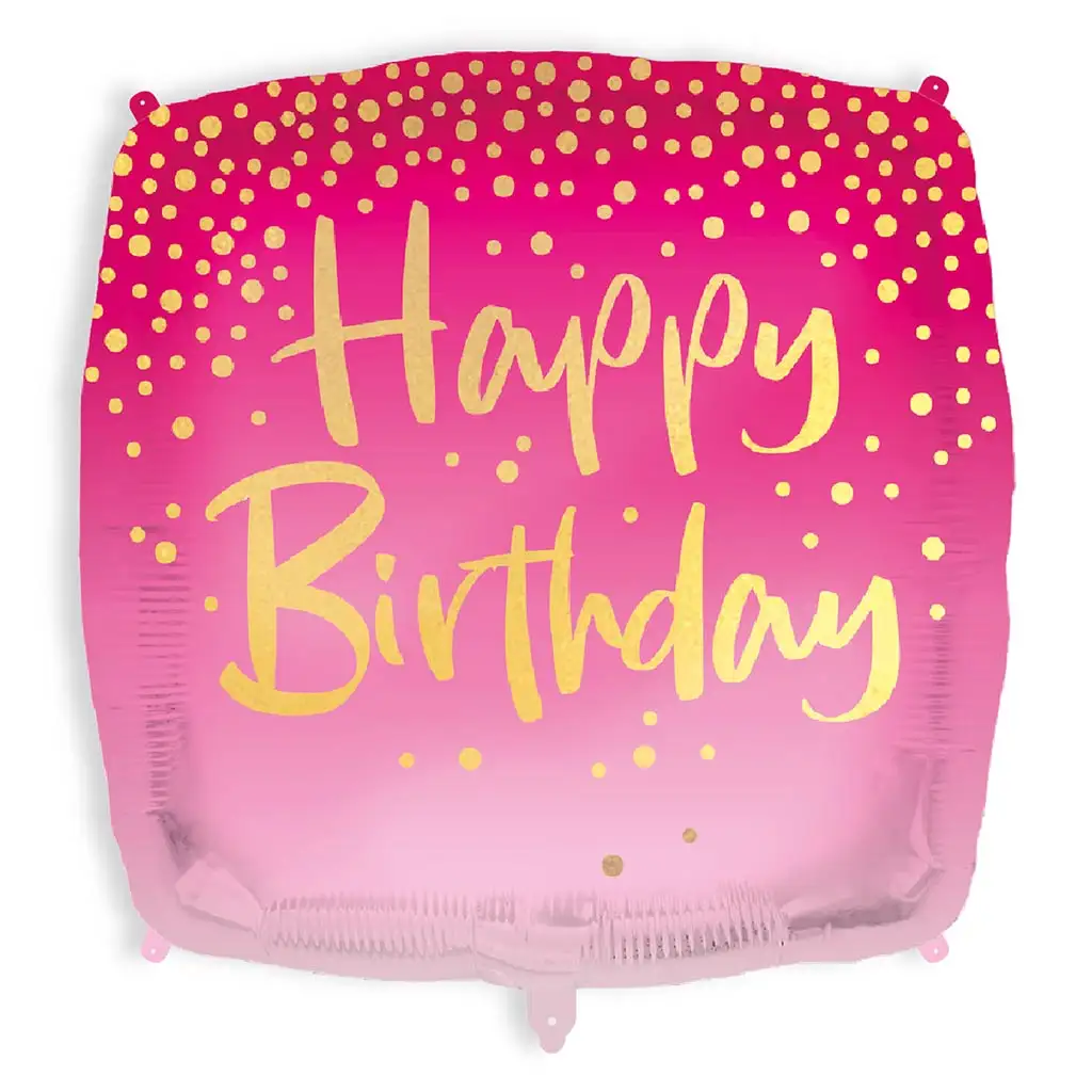 Quadratischer "Alles Gute zum Geburtstag" Ballon 46 cm - Pink