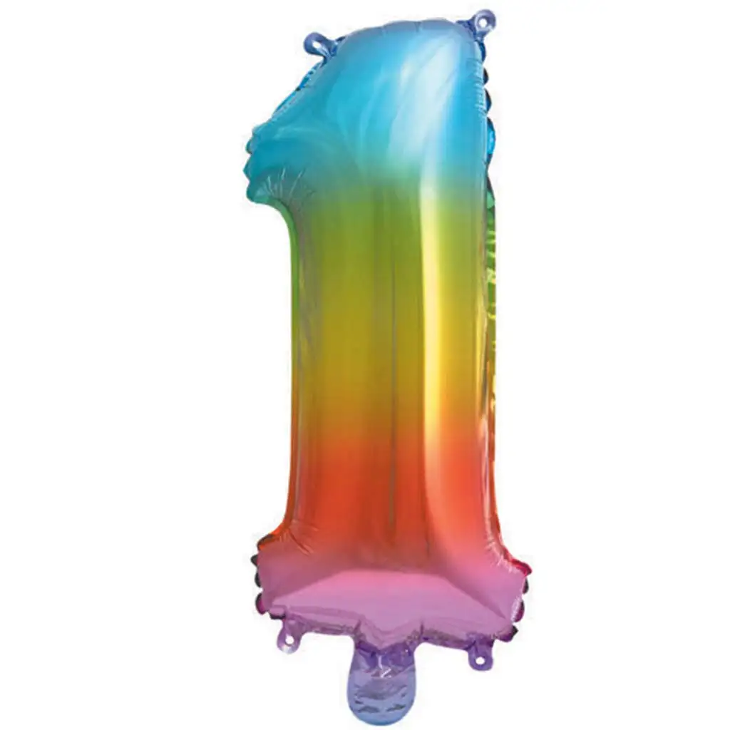 Számos fólia lufi metál szivárvány színben – 1-es szám 34cm kép 1