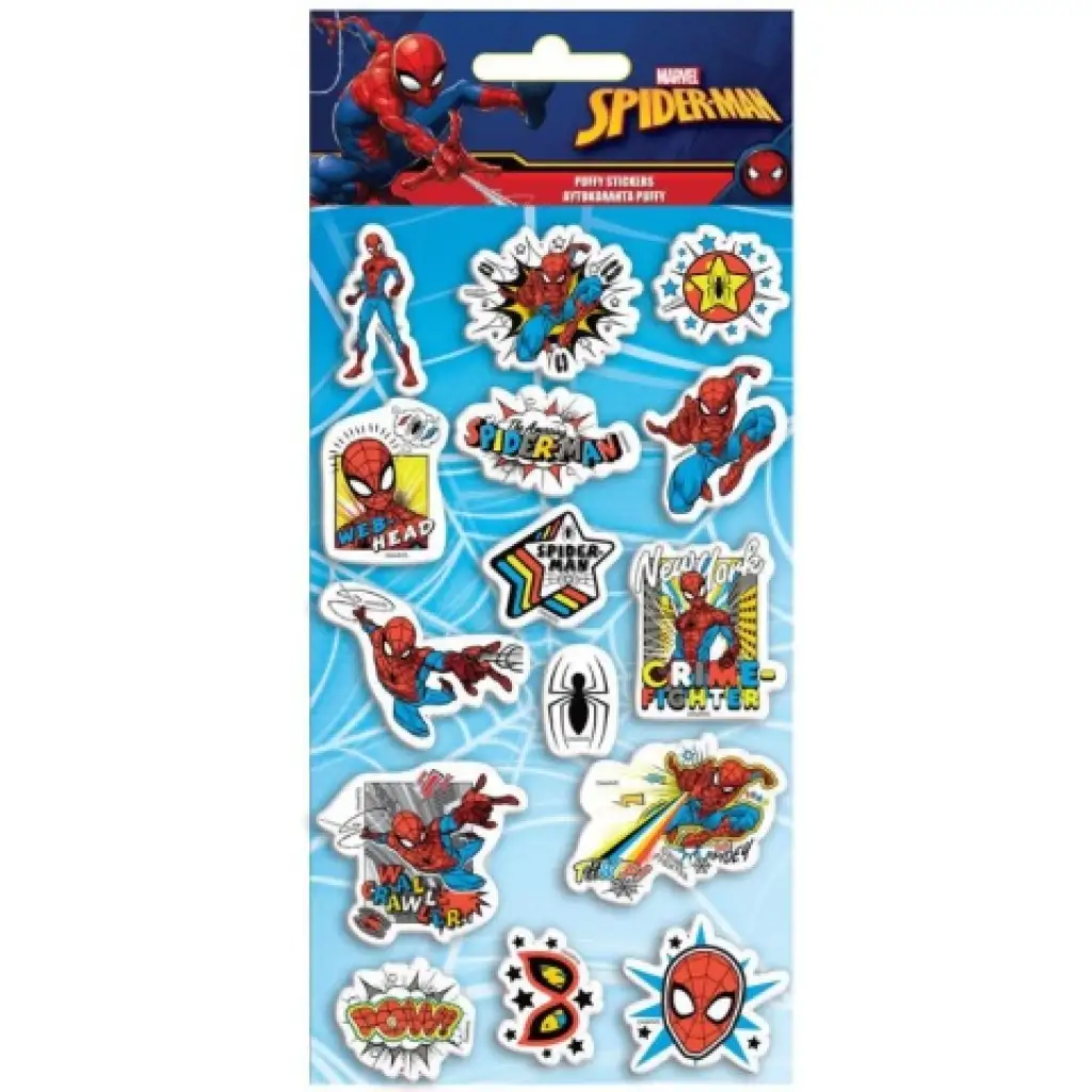 Wunderbarer Spider-Man 3D Puffy Sticker-Set auf einem 10x22cm Bogen