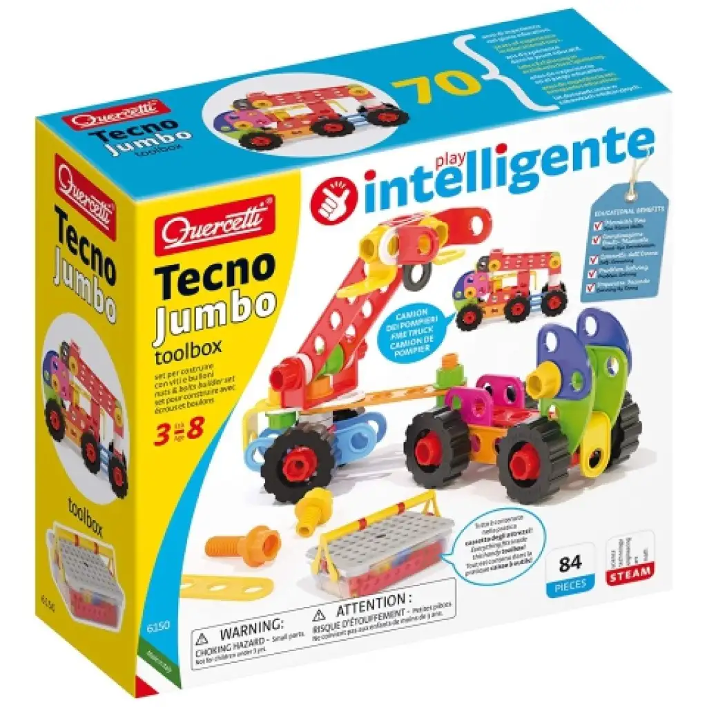 Quercetti: Tecno Jumbo Arbeitsmaschinen Bausatz 84-teilig kép 5