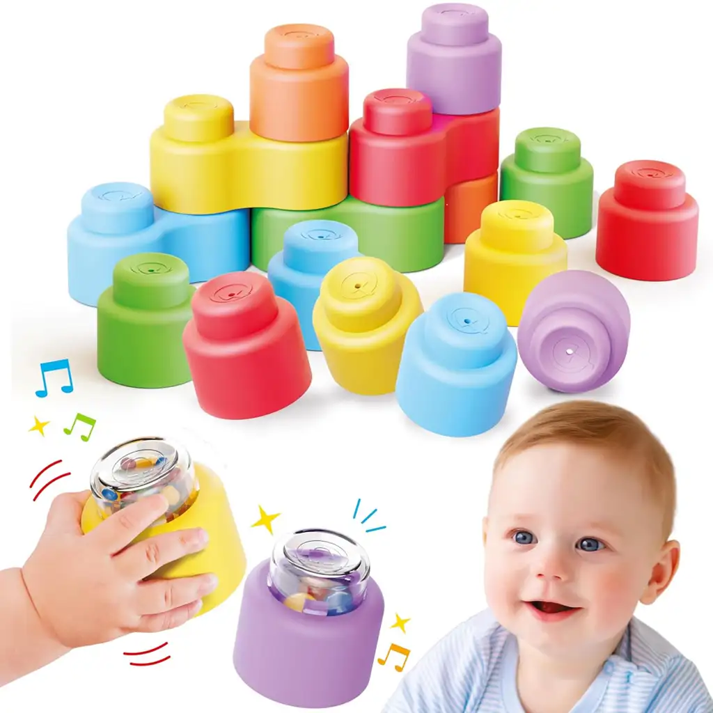 Quercetti: Momy Soft 18-tlg. weiches Rassel-Baustein-Set kép 2