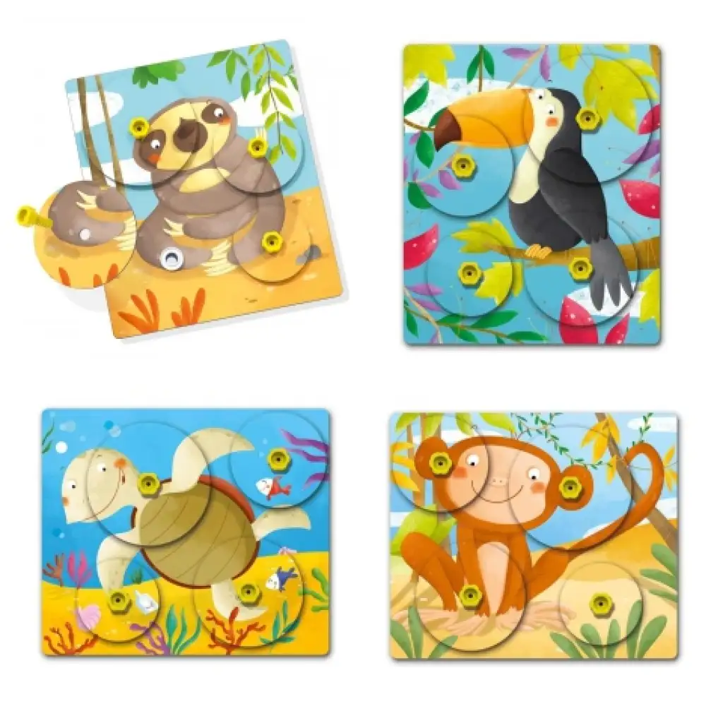 Quercetti: Montessori Giro 4db-os állatos puzzle szett kép 2
