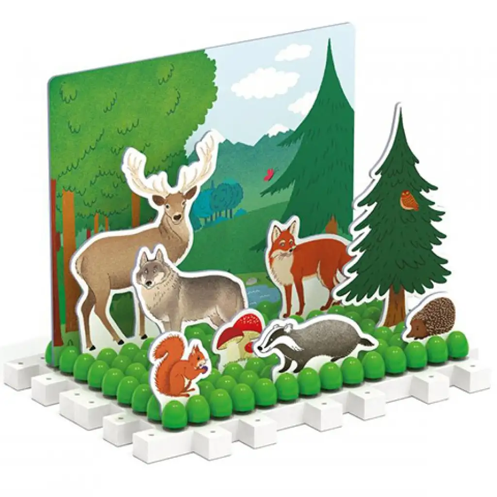 Quercetti: Montessori Bauernhof und Wald Steckspiel 3-teiliges Set kép 2