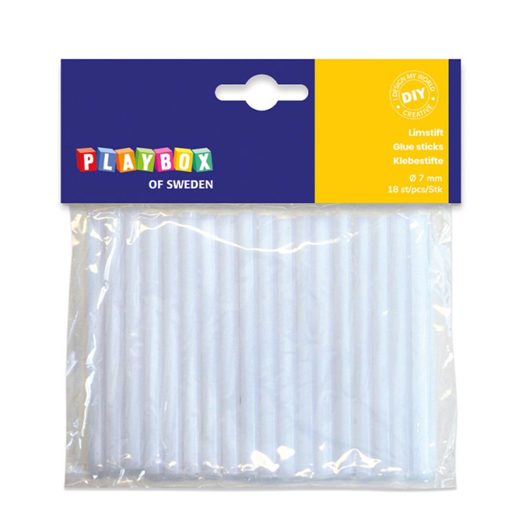 PlayBox: Nachfüllpackung mit Klebesticks für 7mm Klebepistolen, 18 Stück.