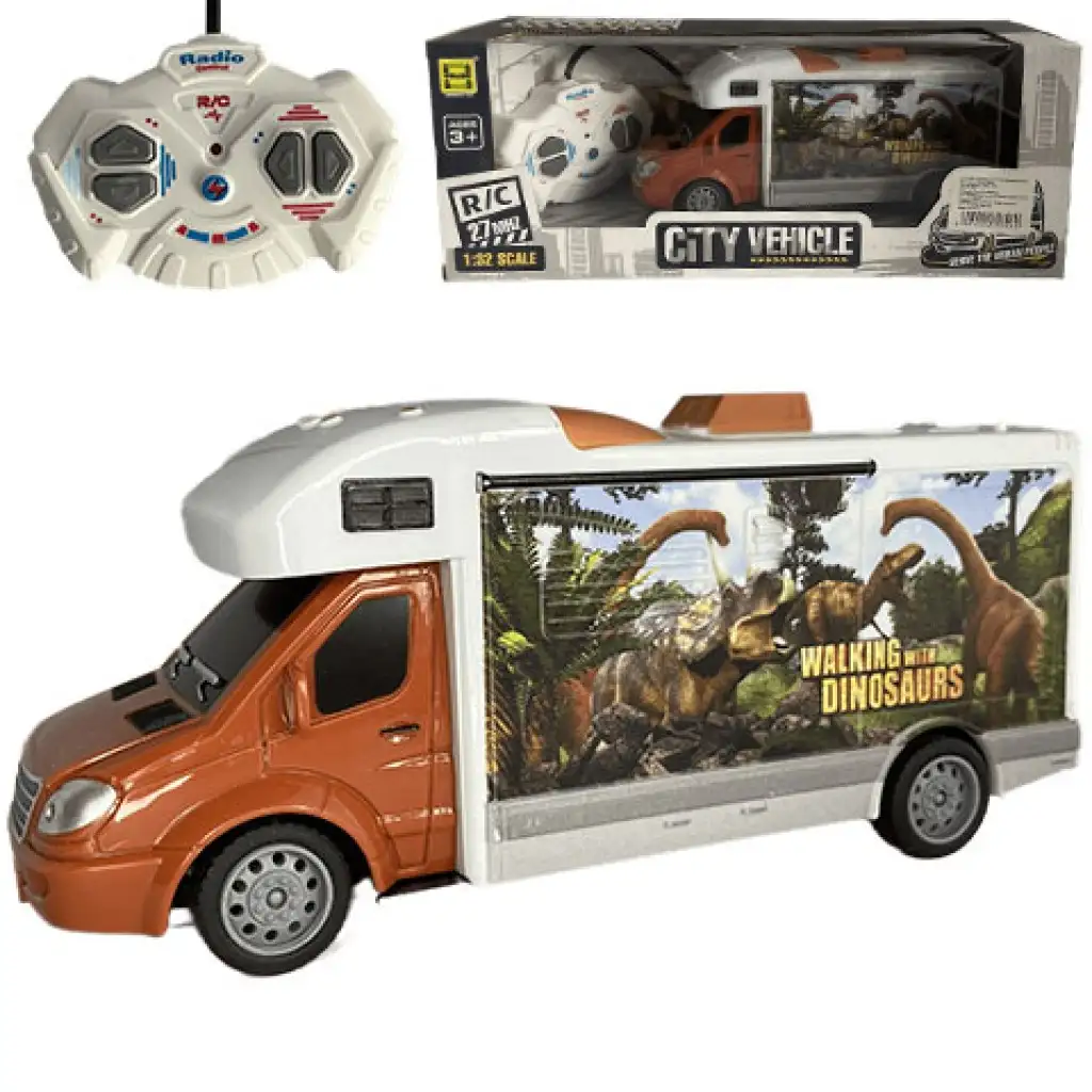 RC Távirányítós Walking with Dinosaurus lakóautó fénnyel 27MHz 1/32-es méretarány 25cm kép 1