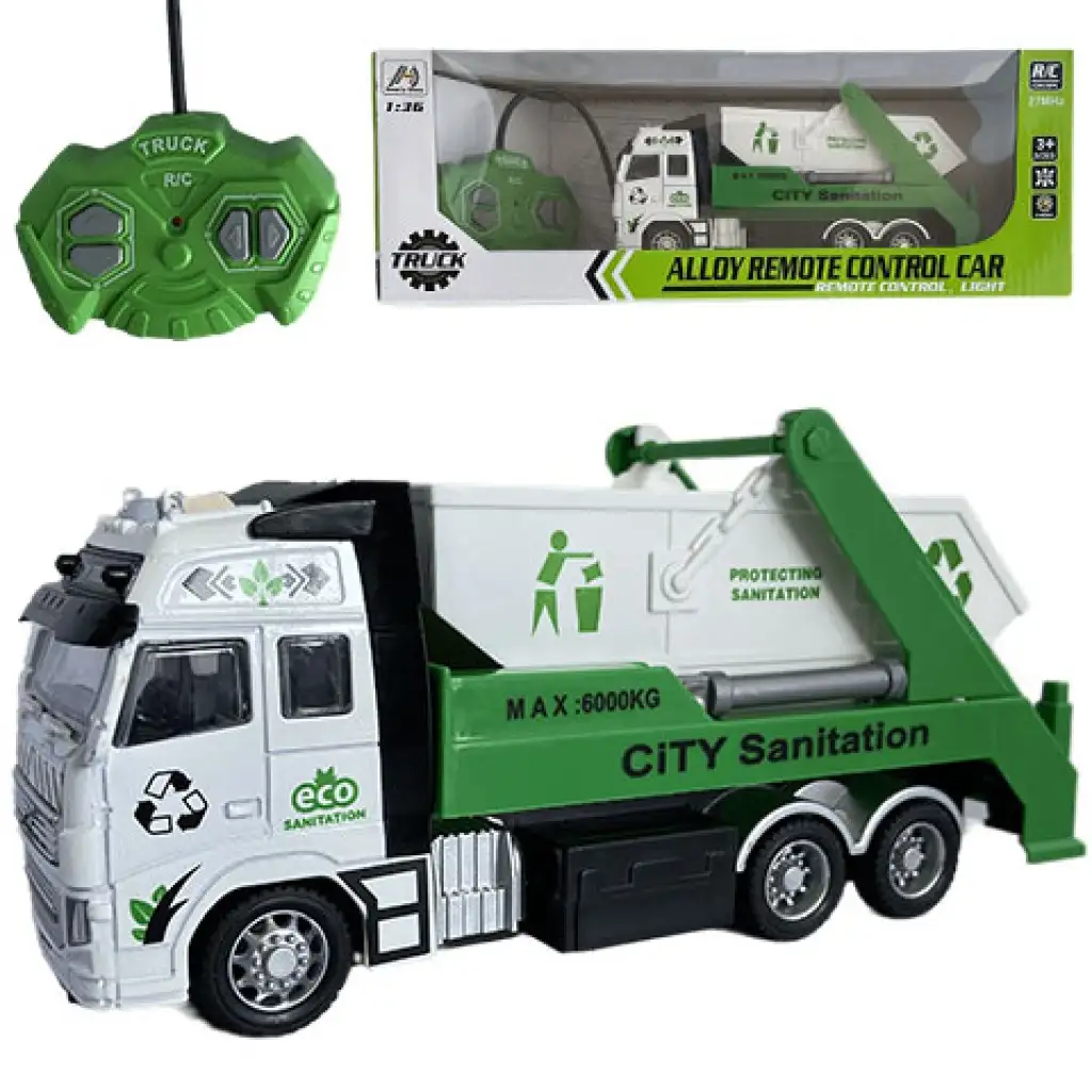 RC-Fernsteuerbarer Müll- oder Containertransporter mit Licht 27MHz 1/36 20cm in zwei Varianten kép 2