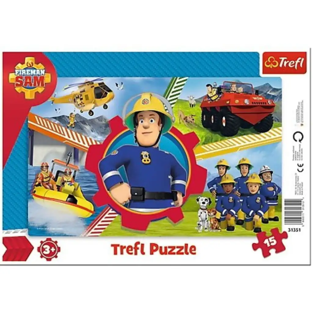Feuerwehrmann Sam: Sams Tag 15-teilige gerahmte Puzzle - Trefl