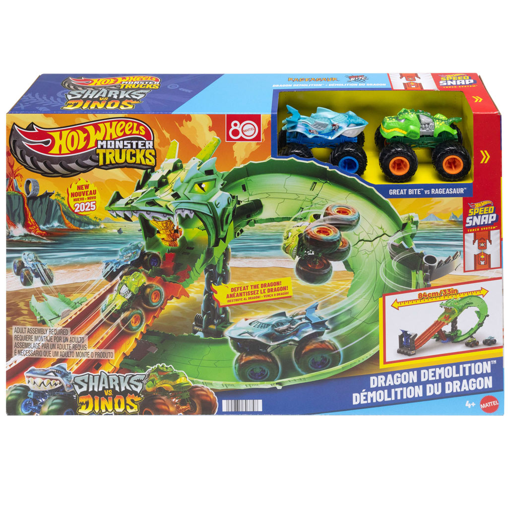 Hot Wheels Monster Trucks: Drachenrennen-Spielset – Mattel