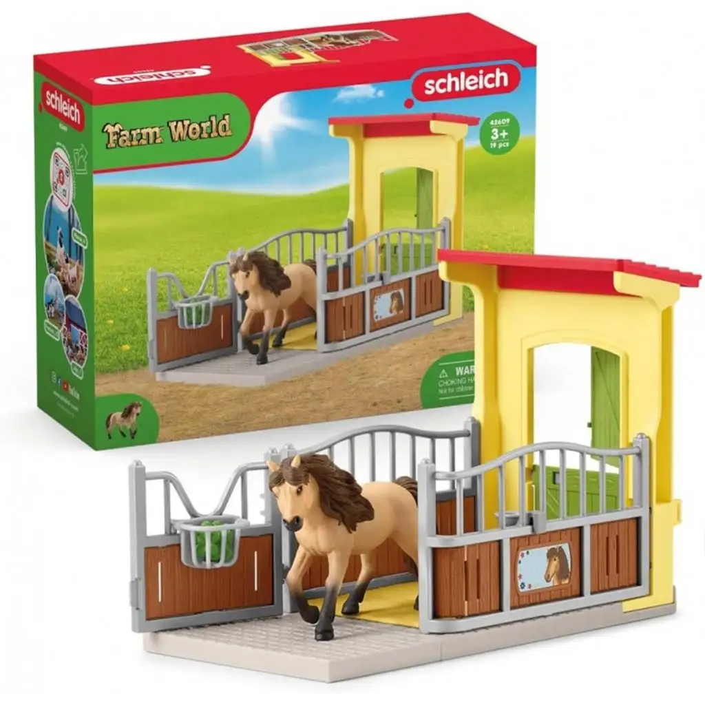 Schleich: Farm World - Pony Box Isländisches Pony Hengst Set (42609) kép 2