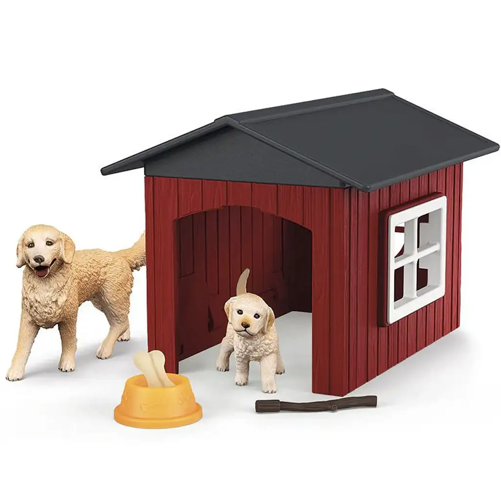 Schleich Farm World – Hundehütte mit Golden Retriever Hunden Spielset (42722) kép 2