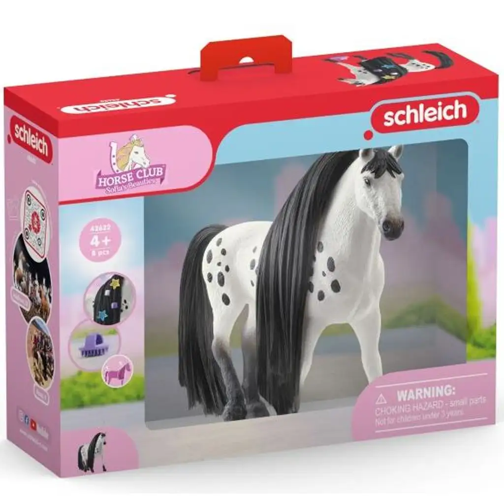 Schleich Horse Club: Sofias Schönheiten - Knabstrupper Hengstfigur mit kämmbarer Mähne (42622)
