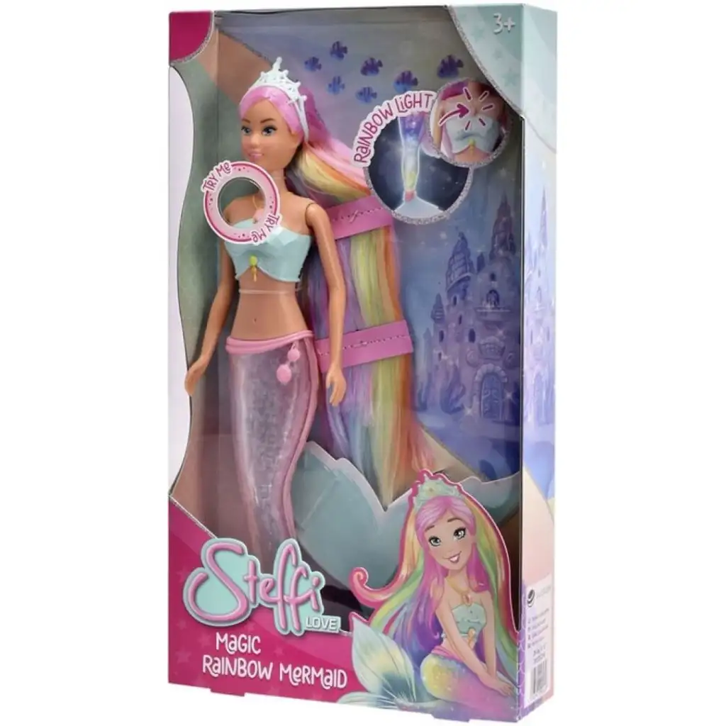 Steffi Love: Steffi magische Regenbogen-Meerjungfrauenpuppe mit leuchtender Flosse - Simba Toys