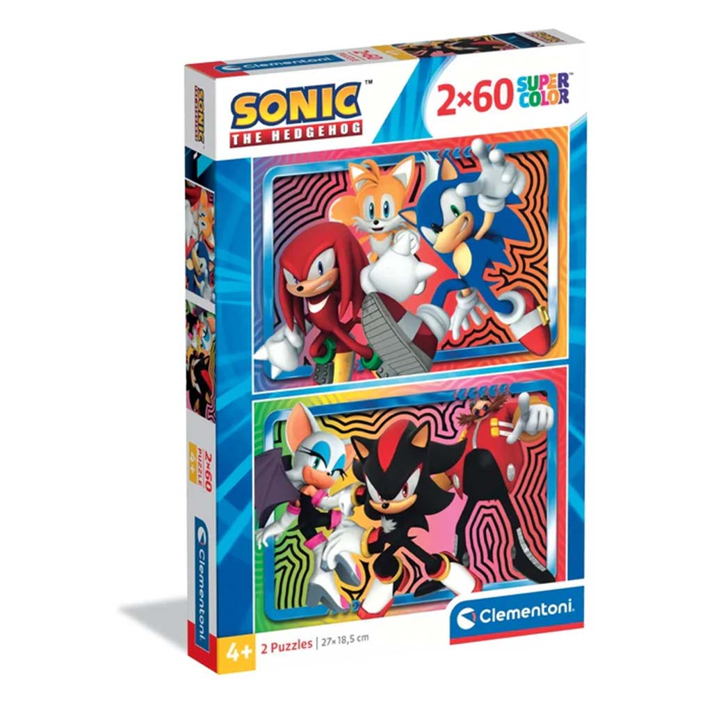 Sonic, der Igel 2x60 Teile Supercolor Puzzle – Clementoni