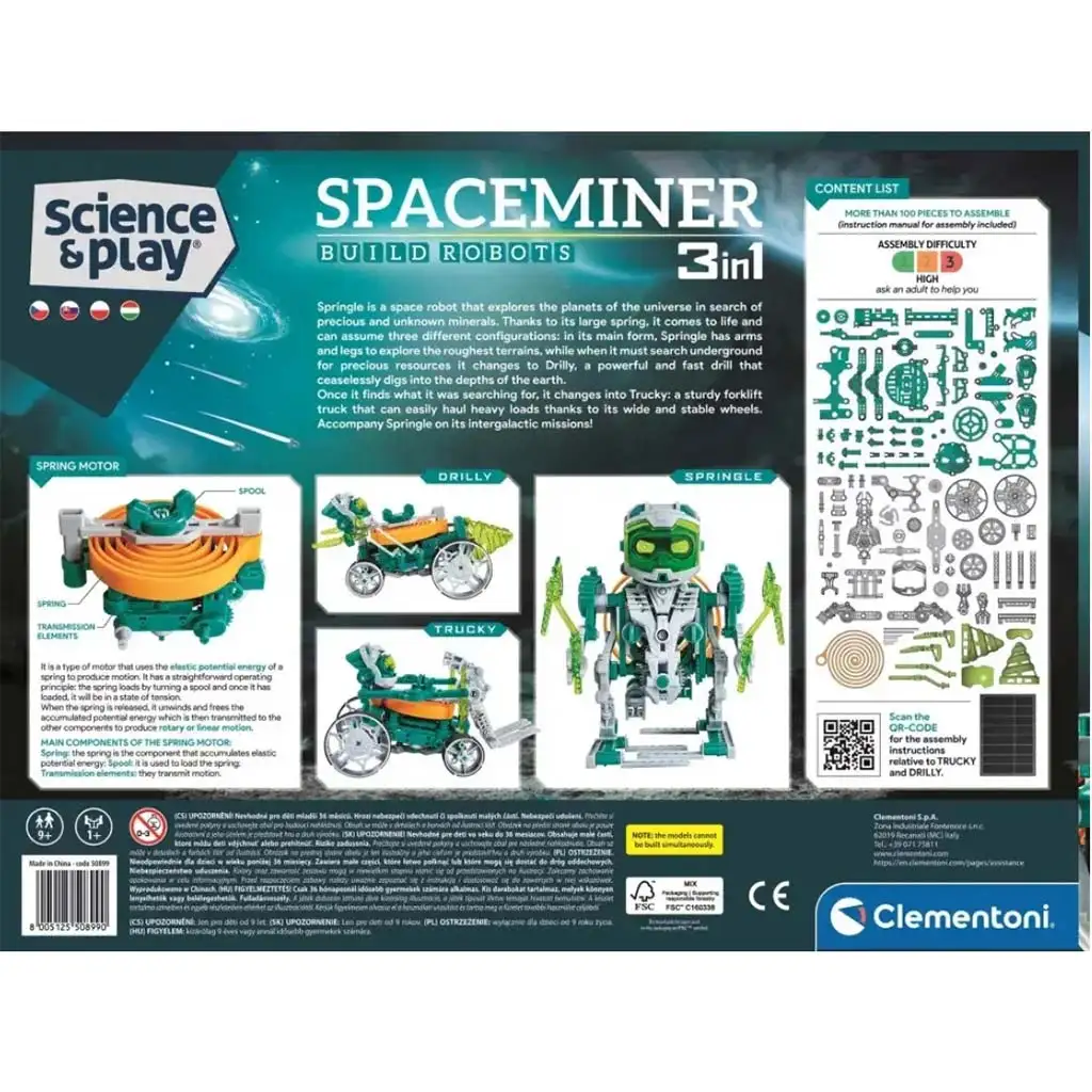 Science & Play: 3-in-1 baubare Weltraumbergbau-Roboter - Clementoni kép 5