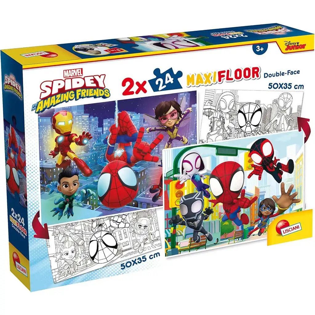 Marvel Spidey 2 az 1-ben maxi 2x24db-os puzzle és színező 50x35cm - Lisciani kép 1