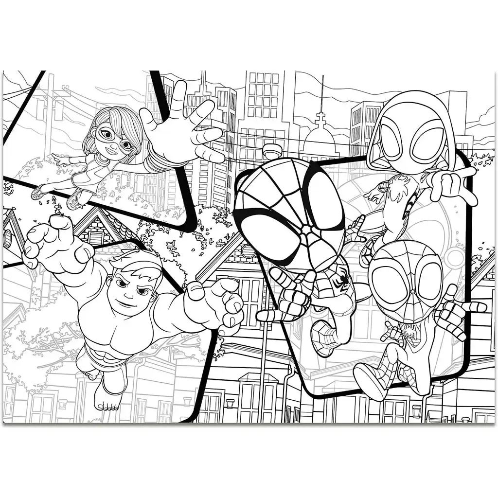 Marvel Spidey 2-in-1 Maxi 4x48-teiliges Puzzle und Malbuch 35x25cm - Lisciani kép 3