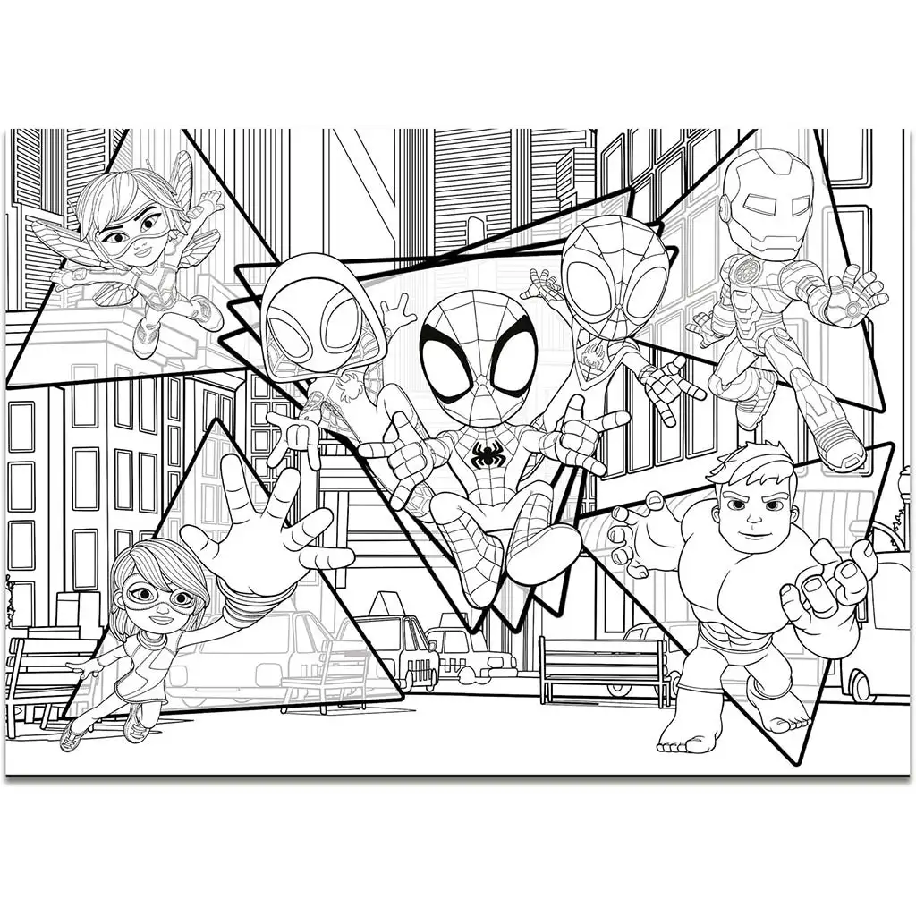 Marvel Spidey 2-in-1 Maxi 4x48-teiliges Puzzle und Malbuch 35x25cm - Lisciani kép 4