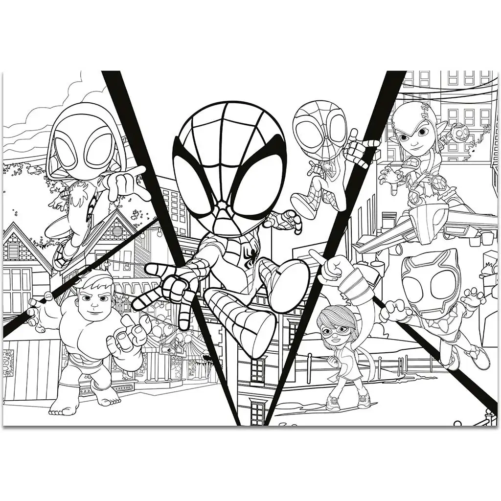 Marvel Spidey 2-in-1 Maxi 4x48-teiliges Puzzle und Malbuch 35x25cm - Lisciani kép 5