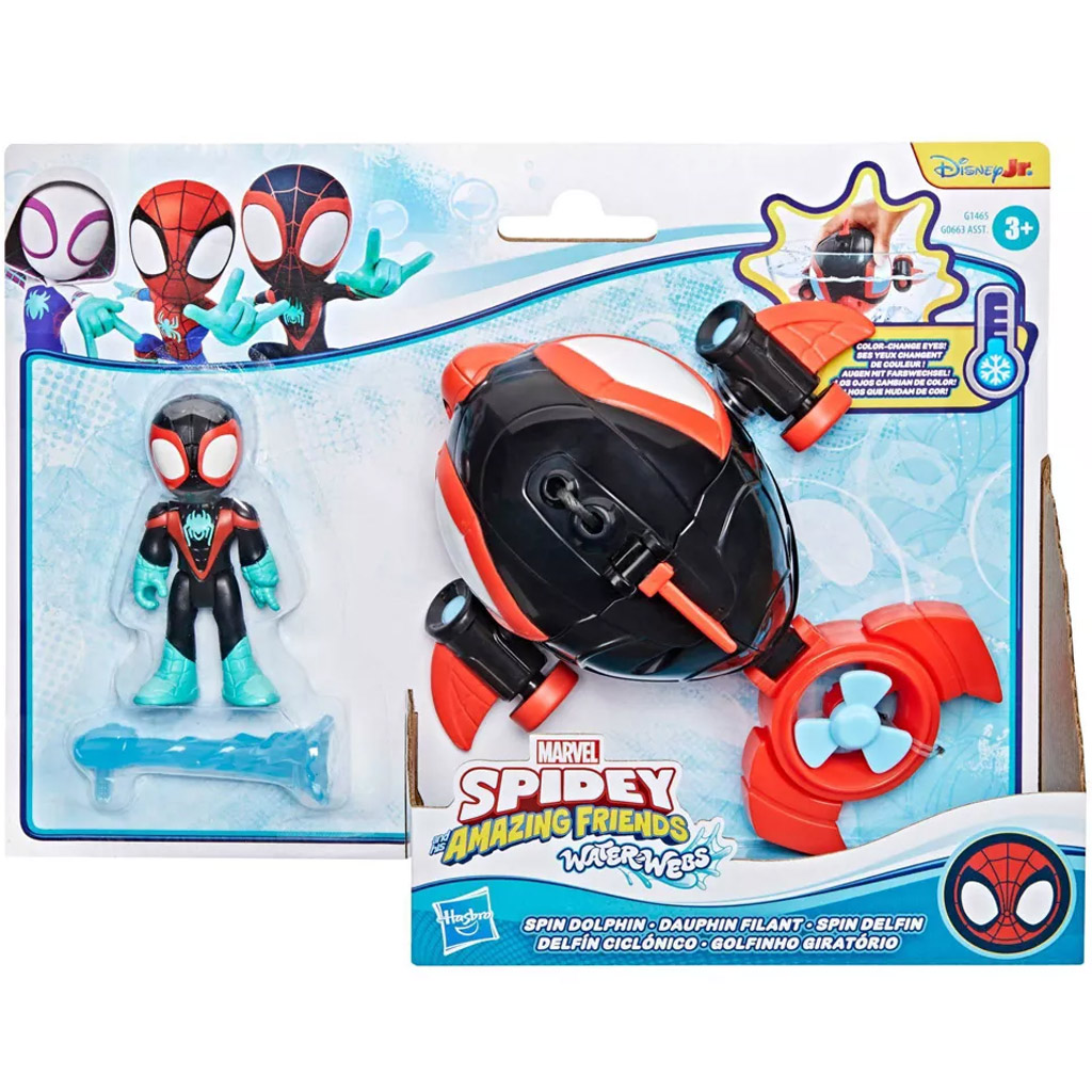 Spidey und seine Super-Freunde: Waterwebs-Figuren und farbwechselnde Fahrzeuge – Spin Dolphin – Hasbro
