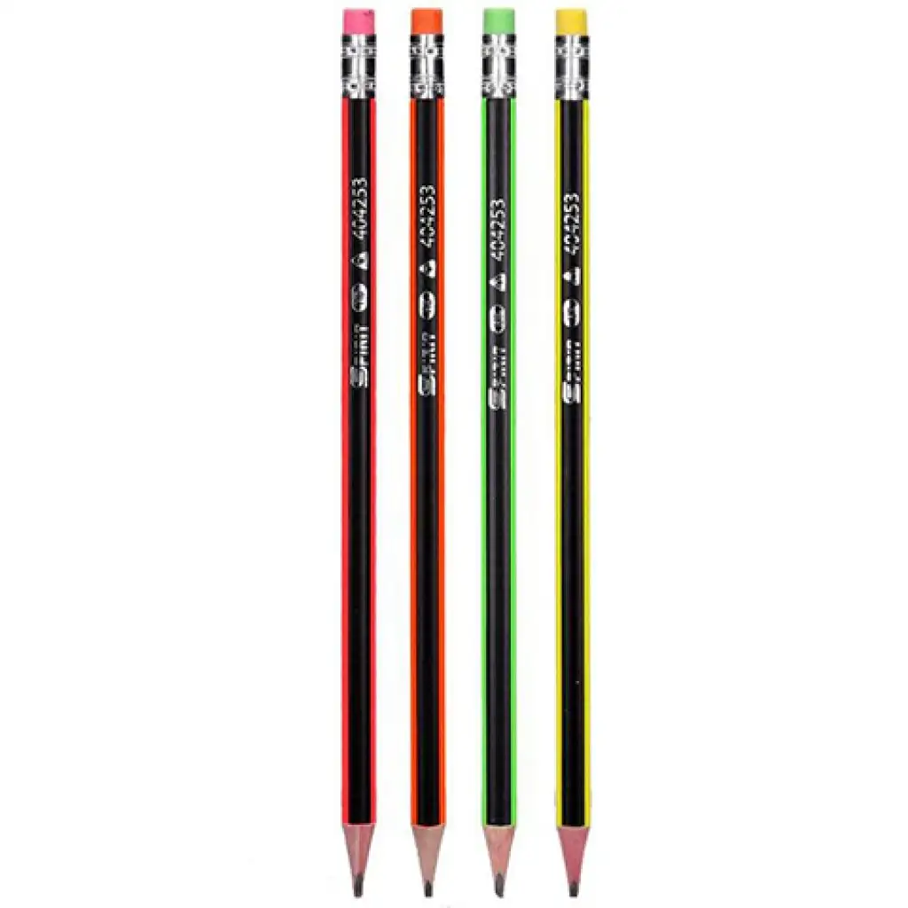 Spirit: Dreikantiger HB Neon-Bleistift mit Radiergummi in verschiedenen Farben 1 Stk. kép 2