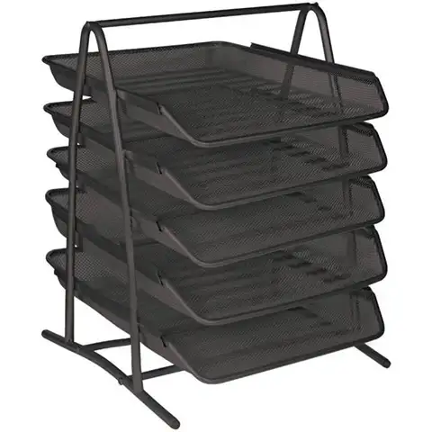 Spirit: Ausziehbares 5-stöckiges Ablagefach aus Metallgeflecht in Schwarz